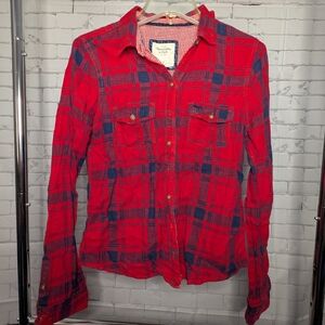 Abercrombie & Fitch Red and Blue Plaid Shirt